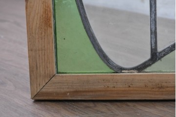イギリスアンティーク建具　1940年頃　植物を思わせる曲線意匠が軽やかなステンドグラスパネル2枚セット　(R-090852)