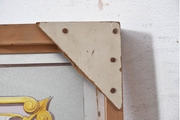 イギリスヴィンテージ建具　1950年から1960年頃　果物を描いたクラシカルな意匠のアクリルアートパネル1枚　(R-090854)