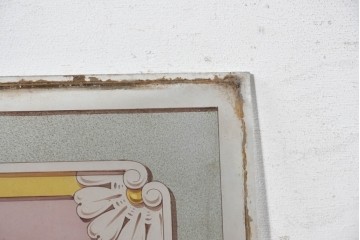イギリスヴィンテージ建具　1950年から1960年頃　牧歌的な風景画と装飾が美しいアクリルアートパネル1枚　(R-090856)