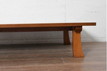 和製ヴィンテージ　昭和後期　ナラ無垢材　木のぬくもりを感じる素朴な座卓　(R-090858)