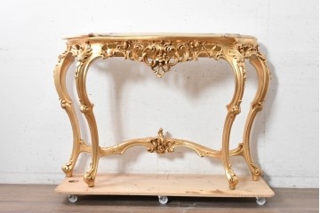 中古　美品　SILIK(シリック)　ロココ調　金彩装飾が華やかなコンソールテーブル　(R-090859)