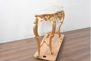 中古　美品　SILIK(シリック)　ロココ調　金彩装飾が華やかなコンソールテーブル　(R-090859)