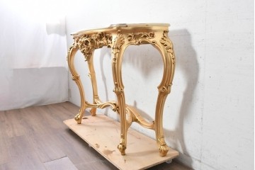 中古　美品　SILIK(シリック)　ロココ調　金彩装飾が華やかなコンソールテーブル　(R-090859)