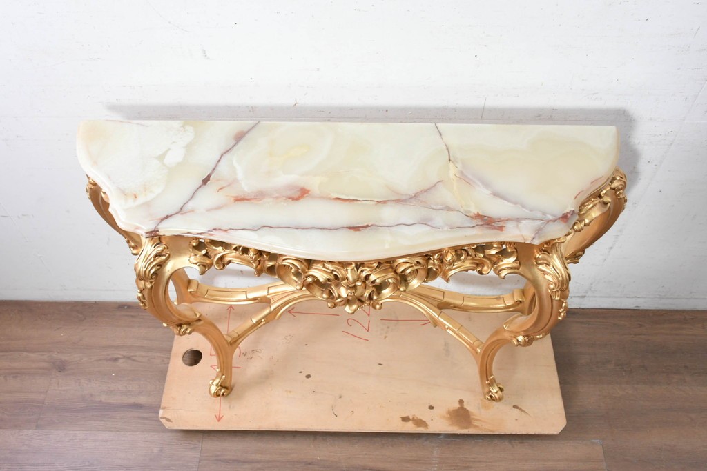 中古　美品　SILIK(シリック)　ロココ調　金彩装飾が華やかなコンソールテーブル　(R-090859)