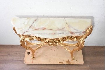 中古　美品　SILIK(シリック)　ロココ調　金彩装飾が華やかなコンソールテーブル　(R-090859)
