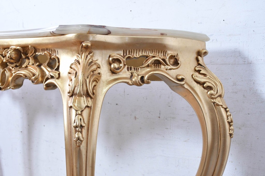 中古　美品　SILIK(シリック)　ロココ調　金彩装飾が華やかなコンソールテーブル　(R-090859)
