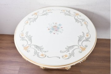 中古　美品　SILIK(シリック)　優美な装飾が目を引くラウンドテーブル　(R-090860)