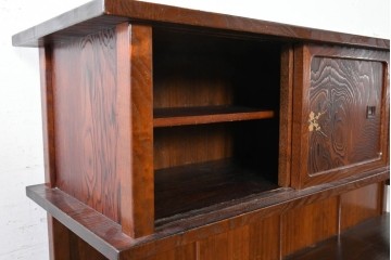 和製ヴィンテージ　美品　最高級　指物工芸家具　タモ材　杉材　蒔絵が華やかな漆塗りの茶棚　定価推定約150万円以上　(R-090862)