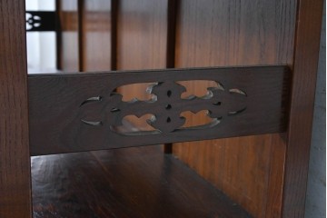 和製ヴィンテージ　美品　最高級　指物工芸家具　タモ材　杉材　蒔絵が華やかな漆塗りの茶棚　定価推定約150万円以上　(R-090862)