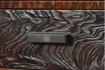 和製ヴィンテージ　美品　最高級　指物工芸家具　タモ材　杉材　蒔絵が華やかな漆塗りの茶棚　定価推定約150万円以上　(R-090862)