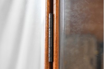 中古　美品　江戸指物の逸品!　欅(ケヤキ)材　豊かな木目と網代編みを楽しめる三面鏡台　定価約100万円　(R-090865)