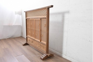 和製アンティーク　昭和初期から昭和中期　組子入りの繊細な意匠が美しい衝立　(R-090866)