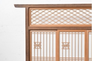 和製アンティーク　昭和初期から昭和中期　組子入りの繊細な意匠が美しい衝立　(R-090866)