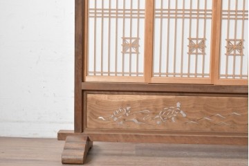 和製アンティーク　昭和初期から昭和中期　組子入りの繊細な意匠が美しい衝立　(R-090866)
