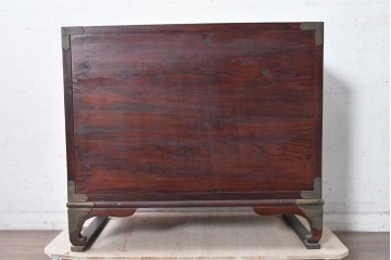 韓国ヴィンテージ　良品　李朝家具　1970年頃　真鍮金具が美しい作りのいい重厚なキャビネット　(R-090875)