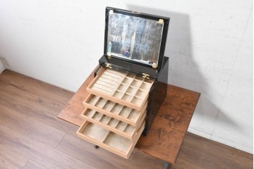 中古　美品　キットファニチュア(KIT FURNITURE)　北谷家具　艶やかな黒色が上品なジュエリーボックス　(R-090877)