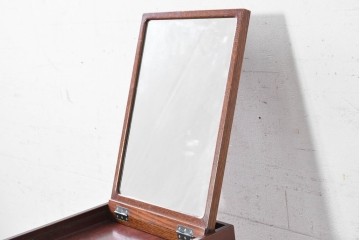 中古　美品　江戸指物の逸品!　タモ材　漆塗り　網代編みと美しい木目を楽しめるコンパクトな鏡台　定価約40万円　(R-090878)