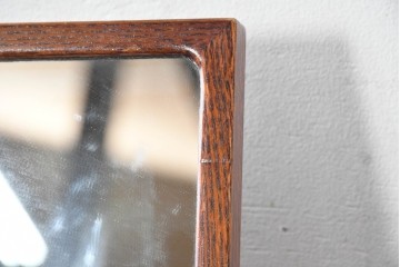 中古　美品　江戸指物の逸品!　タモ材　漆塗り　網代編みと美しい木目を楽しめるコンパクトな鏡台　定価約40万円　(R-090878)