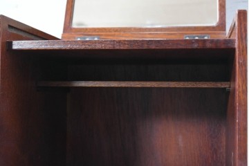 中古　美品　江戸指物の逸品!　タモ材　漆塗り　網代編みと美しい木目を楽しめるコンパクトな鏡台　定価約40万円　(R-090878)