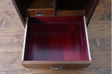 中古　美品　江戸指物の逸品!　タモ材　漆塗り　網代編みと美しい木目を楽しめるコンパクトな鏡台　定価約40万円　(R-090878)
