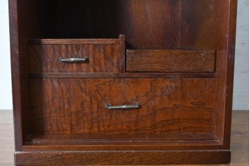 中古　美品　江戸指物の逸品!　タモ材　漆塗り　網代編みと美しい木目を楽しめるコンパクトな鏡台　定価約40万円　(R-090878)