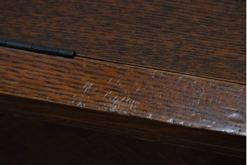 中古　美品　江戸指物の逸品!　タモ材　漆塗り　網代編みと美しい木目を楽しめるコンパクトな鏡台　定価約40万円　(R-090878)