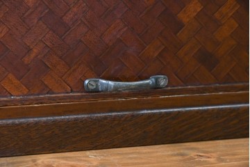 中古　美品　江戸指物の逸品!　タモ材　漆塗り　網代編みと美しい木目を楽しめるコンパクトな鏡台　定価約40万円　(R-090878)