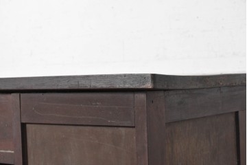 【簡易リペア限定品】　和製アンティーク　昭和初期　ナラ材　9杯の引き出しを備えた重厚な両袖机　(R-090881)