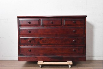 中古　美品　北の匠　山室家具製作所　深みのある色合いが魅力のローチェスト　(R-090885)