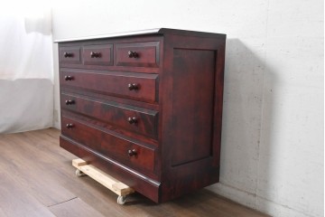 中古　美品　北の匠　山室家具製作所　深みのある色合いが魅力のローチェスト　(R-090885)