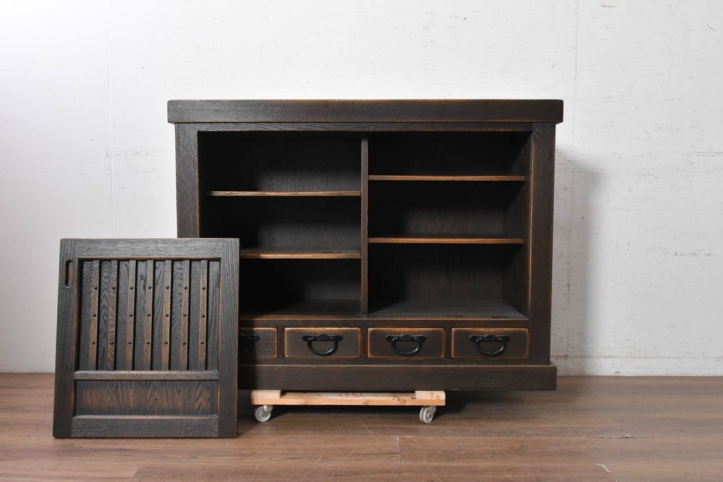 中古　美品　飛騨産業　JAPAN PROVINCIAL(ジャパンプロヴィンシャル)　格子戸の意匠が趣深い帳場箪笥　定価約95万円　(R-090886)