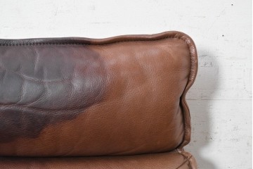 【簡易リペア限定品】　北欧ヴィンテージ　ノルウェー　LIED MOBLER(リードボブラー)　ハイバックと回転式の脚部を備えたリクライニングチェア　※革にダメージ有り　(R-090888)