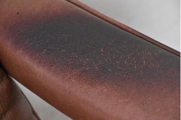 【簡易リペア限定品】　北欧ヴィンテージ　ノルウェー　LIED MOBLER(リードボブラー)　ハイバックと回転式の脚部を備えたリクライニングチェア　※革にダメージ有り　(R-090888)