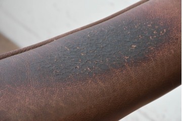 【簡易リペア限定品】　北欧ヴィンテージ　ノルウェー　LIED MOBLER(リードボブラー)　ハイバックと回転式の脚部を備えたリクライニングチェア　※革にダメージ有り　(R-090888)