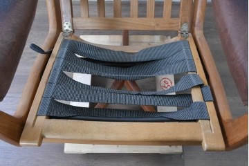 【簡易リペア限定品】　北欧ヴィンテージ　ノルウェー　LIED MOBLER(リードボブラー)　ハイバックと回転式の脚部を備えたリクライニングチェア　※革にダメージ有り　(R-090888)