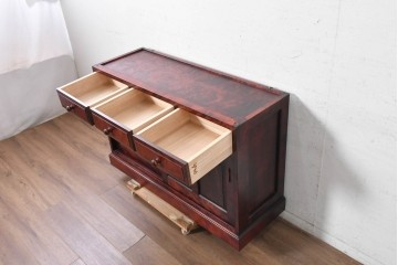 《天板取り付け加工費込み》　中古　北の匠　山室家具製作所　カバ材　深みのある色合いと豊かな木目が魅力のサイドボード　(R-090893)