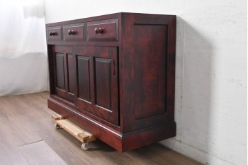 《天板取り付け加工費込み》　中古　北の匠　山室家具製作所　カバ材　深みのある色合いと豊かな木目が魅力のサイドボード　(R-090893)