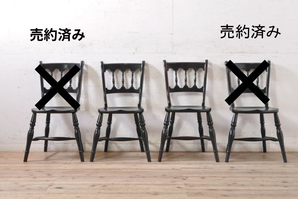 【簡易リペア限定品】　和製ヴィンテージ　昭和中期　松本民芸家具　#49A型ワイコムチェア　落ち着いた色味と滑らかな質感が美しいダイニングチェア2脚セット　定価(2脚合計)約21万円　(R-090900)