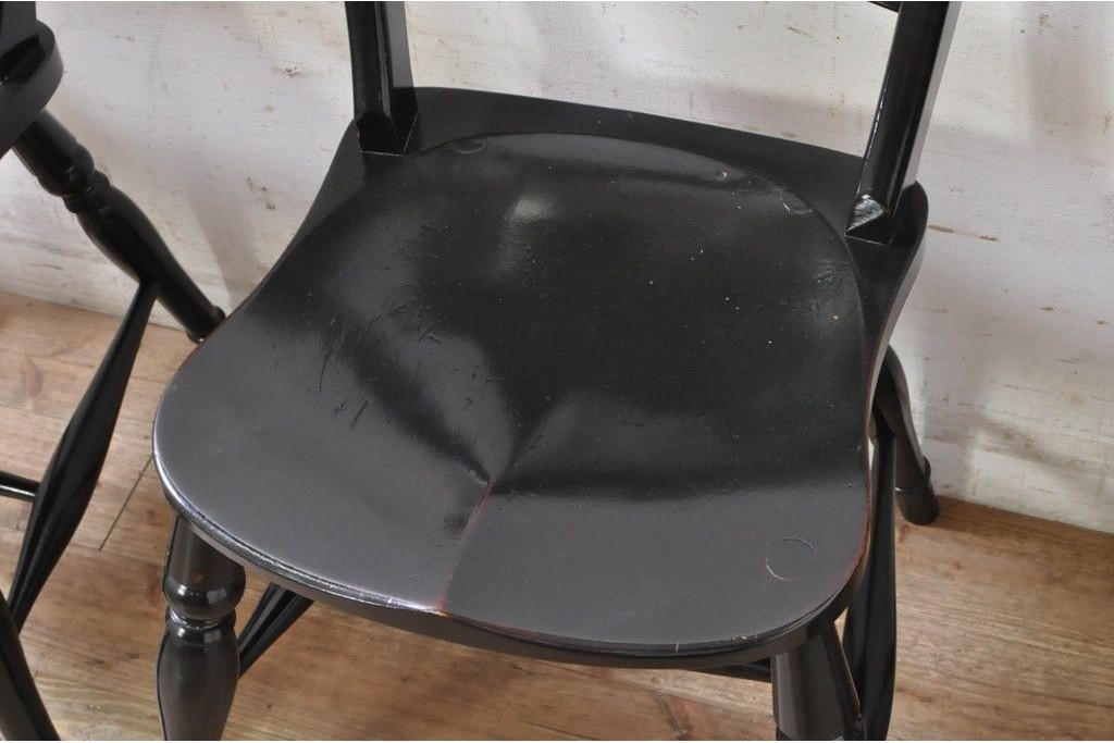 【簡易リペア限定品】　和製ヴィンテージ　昭和中期　松本民芸家具　#49A型ワイコムチェア　落ち着いた色味と滑らかな質感が美しいダイニングチェア2脚セット　定価(2脚合計)約21万円　(R-090900)