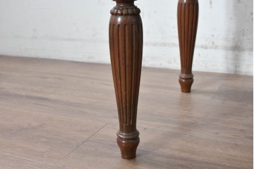 中古　アメリカ高級輸入家具　マホガニー材　ピンクのファブリックが華やかなクラシカルベンチスツール　(R-090903)