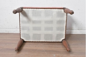 中古　アメリカ高級輸入家具　マホガニー材　ピンクのファブリックが華やかなクラシカルベンチスツール　(R-090903)