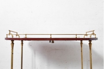 中古　イタリア高級家具　アルド・トゥーラ(ALDO TURA)　仔山羊革張り　シックで艶のある色合いが目を惹くキッチンワゴン　(R-090912)