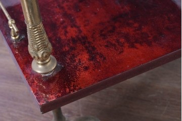 中古　イタリア高級家具　アルド・トゥーラ(ALDO TURA)　仔山羊革張り　シックで艶のある色合いが目を惹くキッチンワゴン　(R-090912)