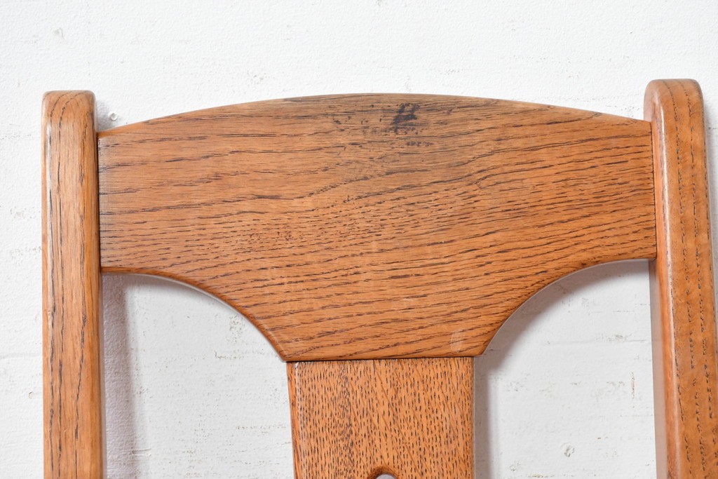 《張地の張り替え加工費込み》　中古　Oak Village(オークヴィレッジ)　オーク材　すっきりとした縦長フォルムのダイニングチェア4脚セット　定価(4脚合計)約36万円　(R-090916)