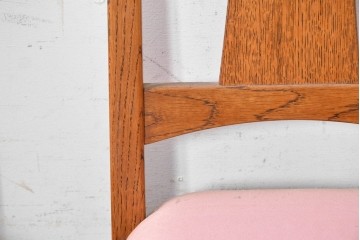 《張地の張り替え加工費込み》　中古　Oak Village(オークヴィレッジ)　オーク材　すっきりとした縦長フォルムのダイニングチェア4脚セット　定価(4脚合計)約36万円　(R-090916)