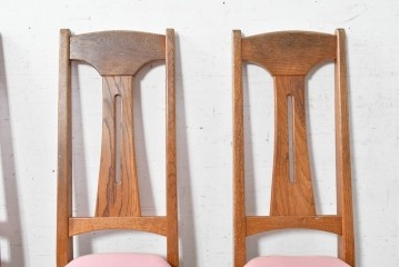 《張地の張り替え加工費込み》　中古　Oak Village(オークヴィレッジ)　オーク材　すっきりとした縦長フォルムのダイニングチェア4脚セット　定価(4脚合計)約36万円　(R-090916)