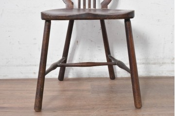 【簡易リペア限定品】　イギリスアンティーク　竪琴を思わせる優美な背もたれが目を惹くライアバックチェア　(R-090918)