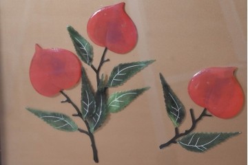 アジアンヴィンテージ　中国伝統工芸　玉石細工(玉石象嵌)で山水や草花を表した四連衝立　(R-090922)