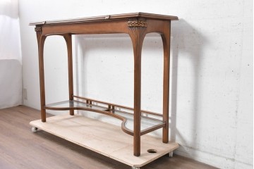 中古　美品　イタリア高級家具　メデア(Medea)　優美な曲線と彫刻が魅力のコンソールテーブル　(R-090936)