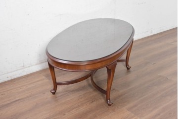 中古　美品　神戸洋家具　メープル不二屋　ガラス天板付きセンターテーブル　(R-090937)
